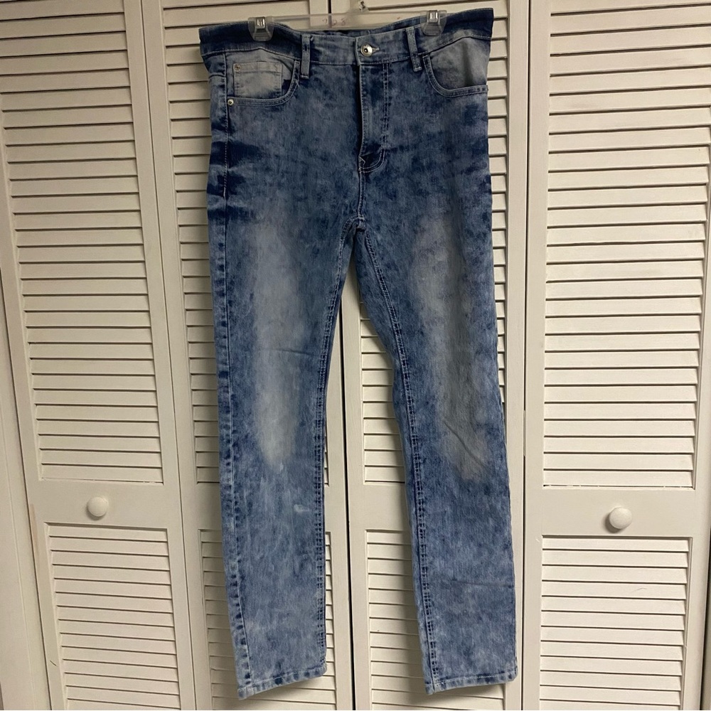 SouthPole Mens Skinny Acid Wash Distressed Jeans Size 34 x 32